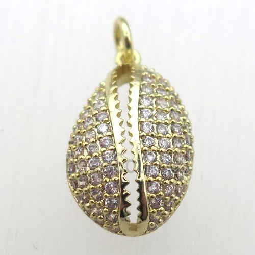 copper pendant pave zircon, gold plated