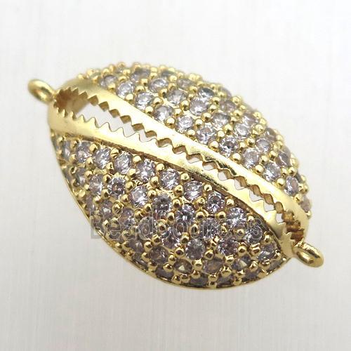 copper connector pave zircon, gold plated