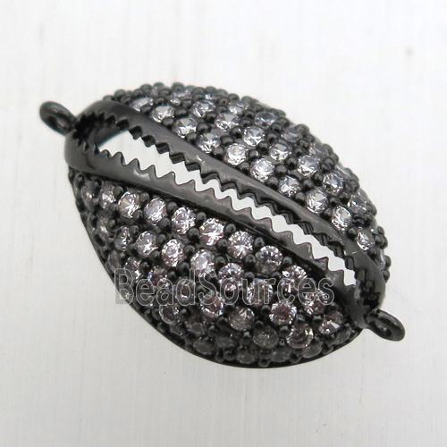 copper connector pave zircon, black plated