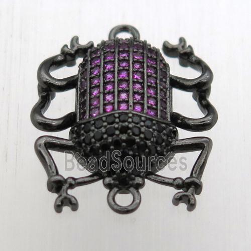 copper beetle connector pave zircon, black plated