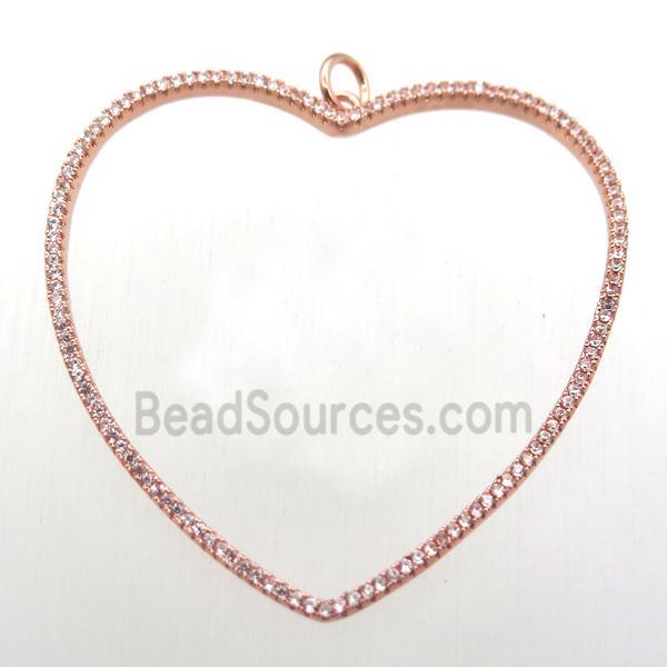 copper heart pendant pave zircon, rose gold