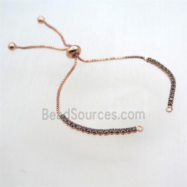 copper bracelet chain pave zircon, rose gold