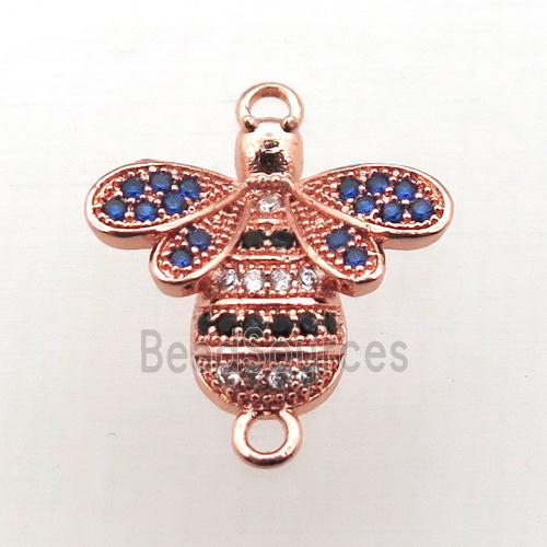 copper honeybee connector pave zircon, rose gold