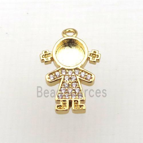 copper kids pendant pave zircon, gold plated