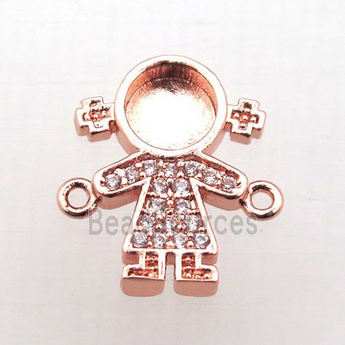 copper kids connector pave zircon, rose gold