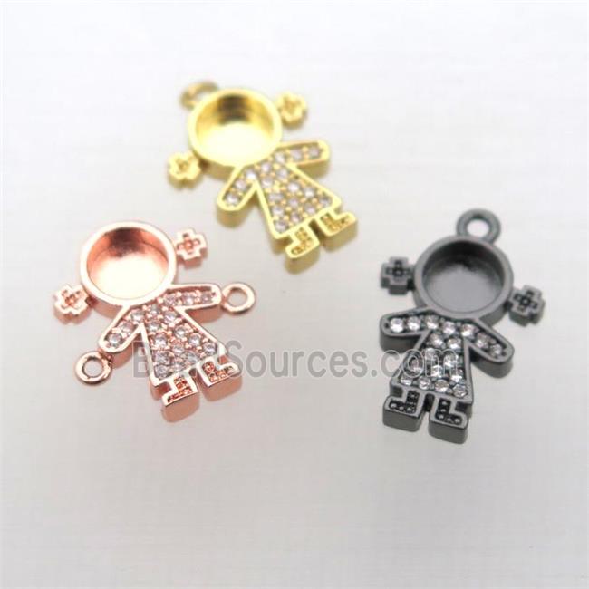 copper kids pendant pave zircon, mixed color