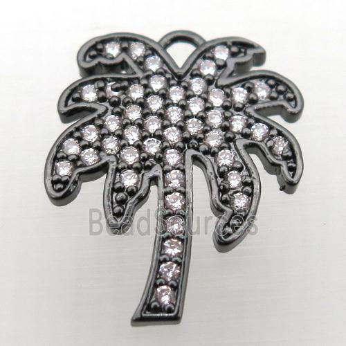 copper coconut tree pendant pave zircon, black plated