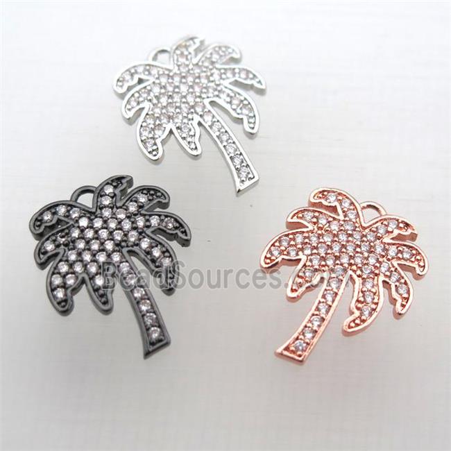 copper coconut tree pendant pave zircon, mixed color