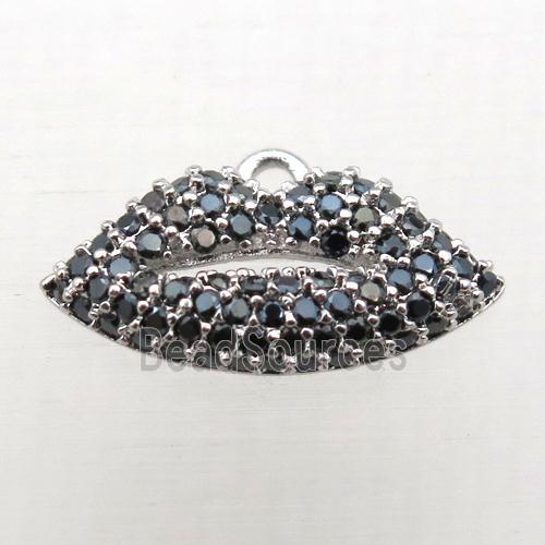 copper lip pendant pave zircon, platinum plated