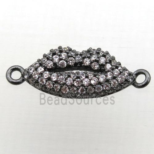 copper lip connector pave zircon, black plated