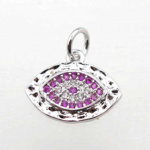 copper Eye pendant pave zircon, platinum plated