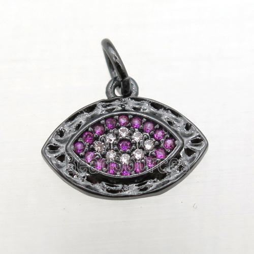 copper Eye pendant pave zircon, black plated