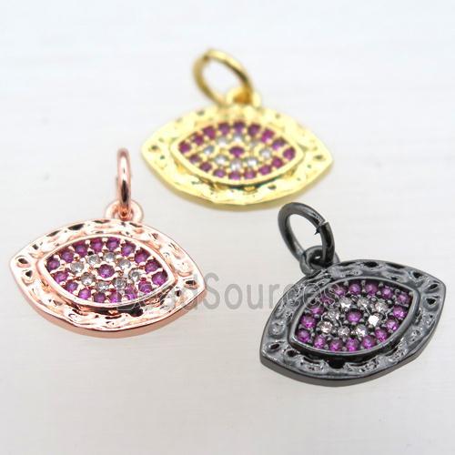 copper Eye pendant pave zircon, mixed color