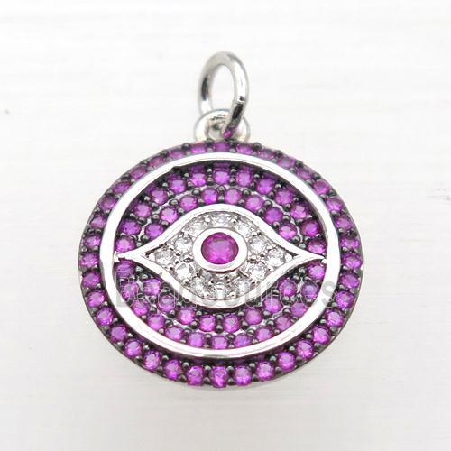 copper Eye pendant pave zircon, platinum plated