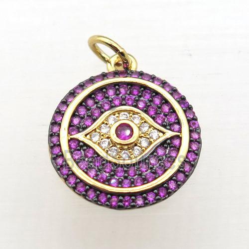 copper Eye pendant pave zircon, gold plated