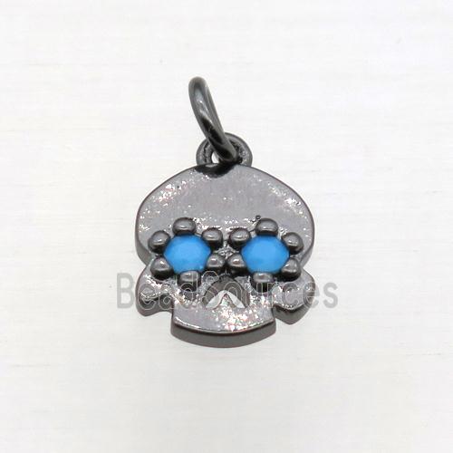 copper skull pendant pave zircon, black plated