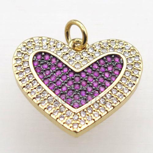 copper Heart pendant pave zircon, gold plated