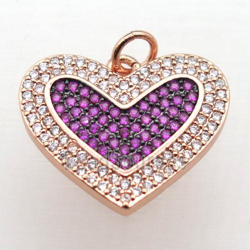 copper Heart pendant pave zircon, rose gold