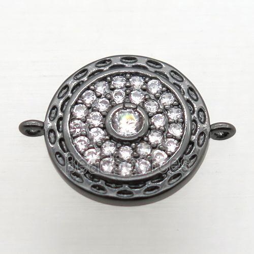 copper circle connector pave zircon, black plated