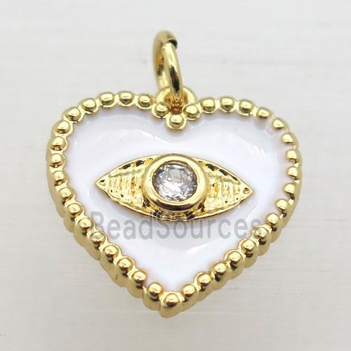 copper Heart connector pave zircon whit black Enameling, gold plated