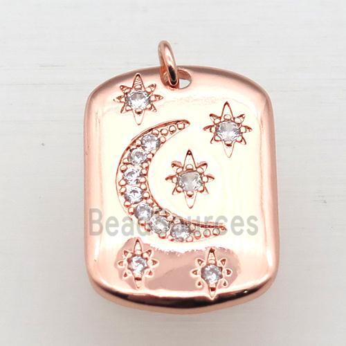 copper moon pendant pave zircon, rose gold