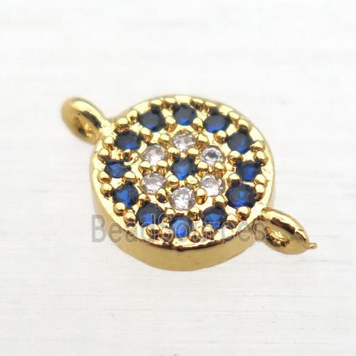 copper circle connector pave zircon, gold plated