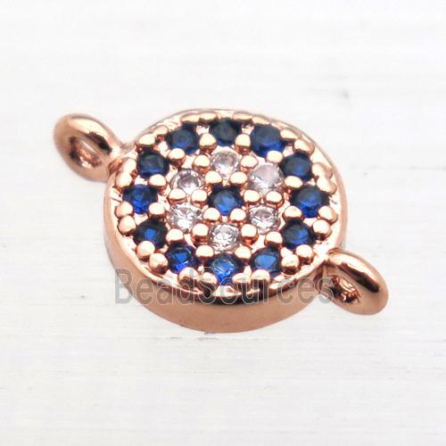 copper circle connector pave zircon, rose gold