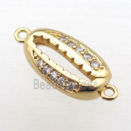 copper connector pave zircon, gold plated