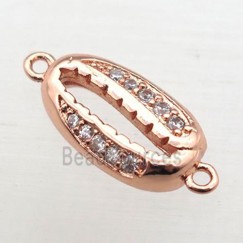 copper connector pave zircon, rose gold