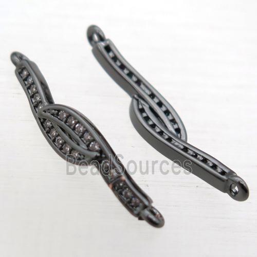 copper connector pave zircon, black plated