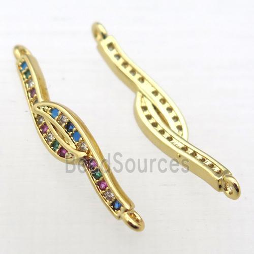 copper connector pave zircon, gold plated