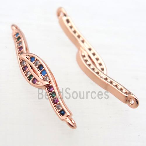 copper connector pave zircon, rose gold