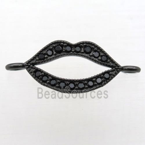 copper lip connector pave zircon, black plated