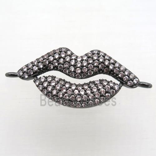 copper lip connector pave zircon, black plated