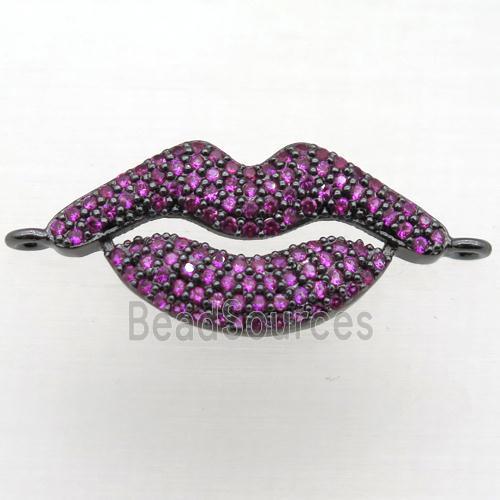 copper lip connector pave zircon, black plated