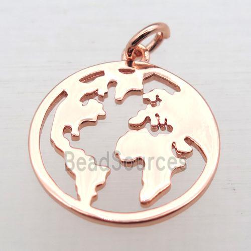 copper earth pendant, rose gold