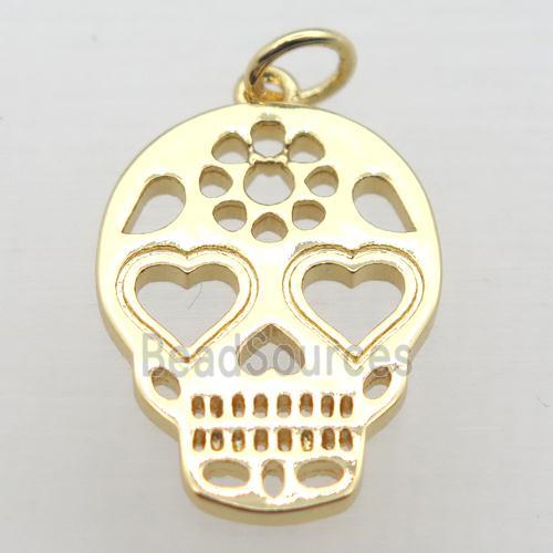 copper skull pendant, gold plated