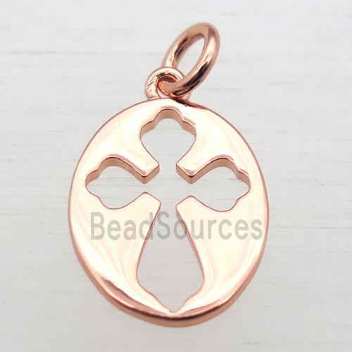 copper oval pendant, rose gold