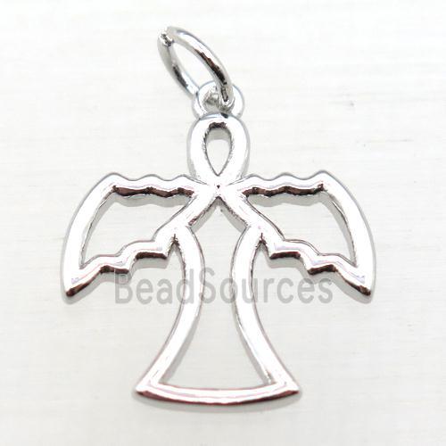 copper angel pendant, platinum plated