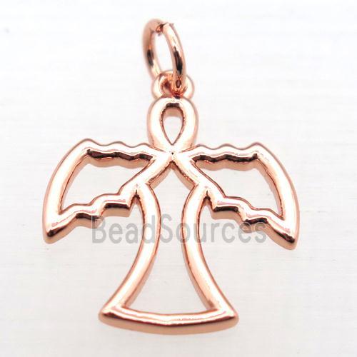 copper angel pendant, rose gold