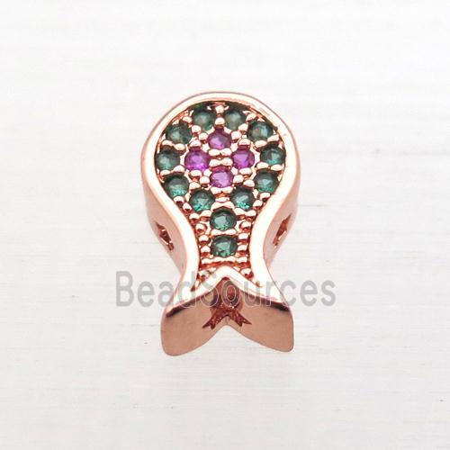 copper octopus beads pave zircon, rose gold