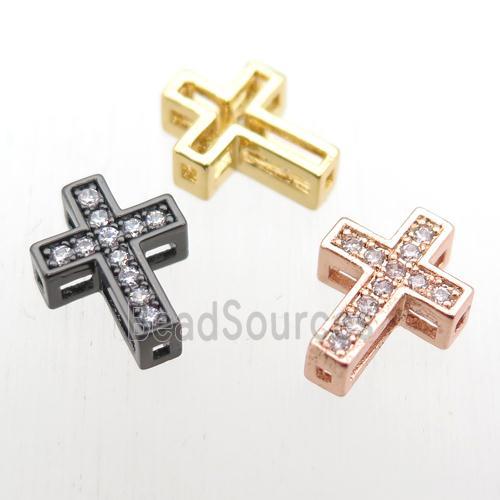 copper cross beads paved zircon, mix color