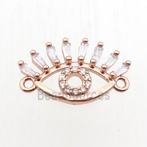 copper eye connector paved zircon, rose gold