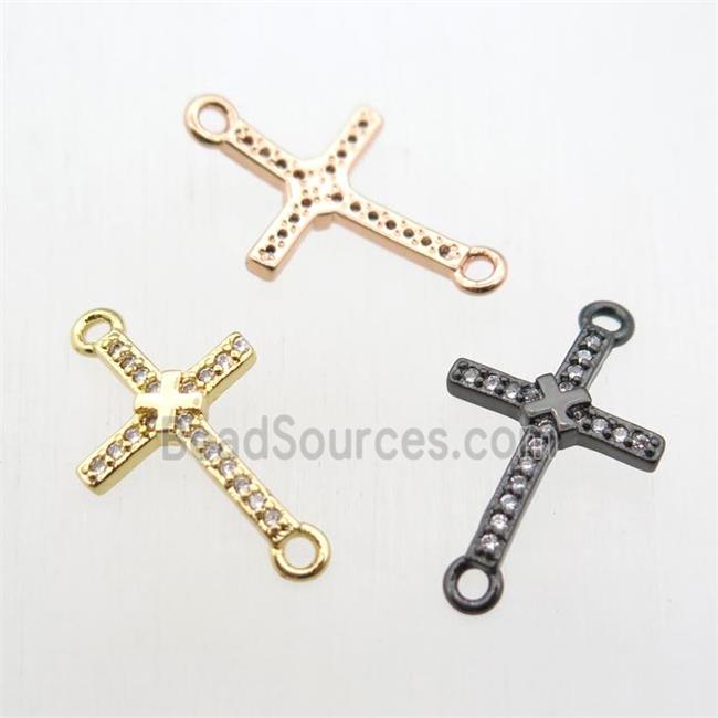 copper cross connector paved zircon, mix color