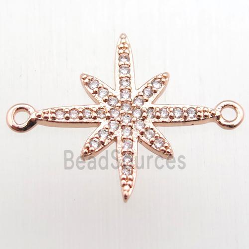 copper northstar connector paved zircon, rose gold