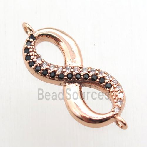 copper Infinity connector paved zircon, rose gold