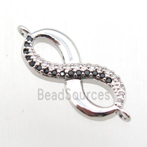 copper Infinity connector paved zircon, platinum plated