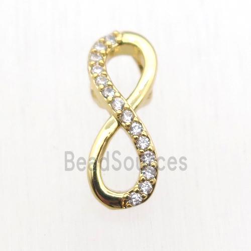 copper Infinity connector paved zircon, gold plated