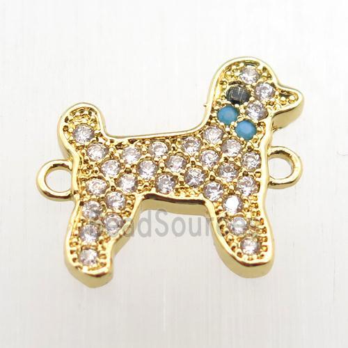 copper dog connector paved zircon, gold plated