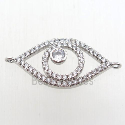 copper eye connector paved zircon, platinum plated